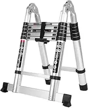 3.2M/3.8M/4.4M/5.0M Telescopic Ladder Multi-Purpose Telescopic Aluminum A-Frame Ladder, 330 lbs Capacity, Lightweight, Durable, and Compact for Home and Work (3.8M)