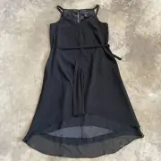 White House Black Market Dress Womens Sz 2 Pinktuck Mini Tie Waist Black Evening