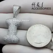 MEN 925 STERLING SILVER ICY BLING CZ 3D BUBBLE INITIAL LETTER "I" PENDANT*ASP203