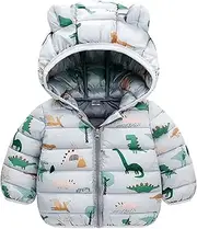 JinBei Mantel für Baby Jungen Mädchen, Kinder Winterjacke mit Kapuze Warme Kapuzenjacke, Einhorn Dinosaurier Ultraleicht Gepolstert Herbst Steppjacke Oberbekleidung Wintemantel Alter 1-5 Jahre