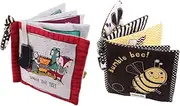 CORHAD Early Learning Baby Books 2 Pack of Interactive Cloth Books for Toddlers Crinkly Pages and Sound Safe Textured Fabric