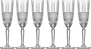 Toasting Flute -Champagne - Flutes - Set of 6 Flute Glasses - Lead Free Crystal - Wedding Toasting Flutes - Glass has Thick Border Design - 6 oz. - by Barski - Made in Europe