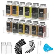 Adhesive Acrylic Spice Rack Organizer with 2 Pack-12"with 12 Spice Jars Clear
