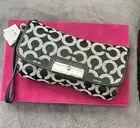 COACH (NEW) Wristlet Pouch Bag SV/Black White/Black, Tag Name: KRI OP ART LG WRL
