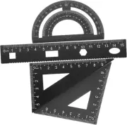 STOBOK 1 Set 4PCS Aluminum Ruler Metal Protractor Triangular Scale Ruler Set ...