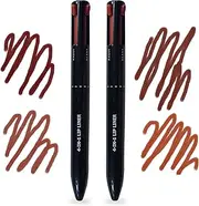 RoseFlower 4-in-1 Makeup Pen, Touch Up Make Up Pen, 4 Colors Lip Liner Berry/Mocha/Nude Pink/Mauve, Mixable & Creamy Texture, Versatile for Travel