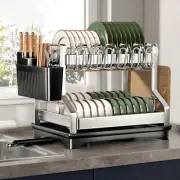Dish Drying Rack 360 Degree Swivel Spout Dish Storage Rack for Home Kitchen