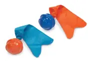 Dog Fetch Toys Spiral Ball With Ballistic Tail Tough Rubber Squeakers 12" Long