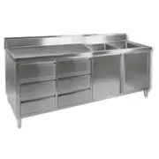 Modular Systems Kitchen Tidy Cabinet With Double Right Sinks - 2400mm W x 700mm D x 1050mm H