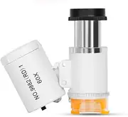 60X Mini Pocket Microscope Jewelers Eye Loupe Portable Magnifying Glass with LED UV Light for Jewelry Diamond Gem B