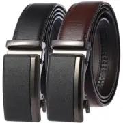 Men's Cowskin Leather Belts Automatic Buckles Fashion Solid Luxury Designer