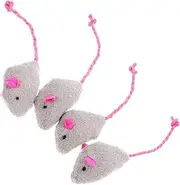 4pcs Interactive Plush Mouse Cat Realistic Teething Chew for Indoor Cats Stimulating Hunting Instincts Durable Plush Material Safe for Play and Exercise