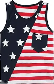 [Tkria] Toddler Boys' Tank Tops American Flag T-Shirt Kids 4th of July Shirts Cotton Patriotic Sleeveless Top Tees 1-7T