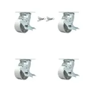 4 Inch Semi Steel Caster Set with Ball Bearings 4 Brake 2 Swivel Lock SCC