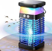 Solar Bug Zapper Outdoor, 3 in 1 Safe & Effective Mosquito Zapper, 4200V Electric and Rechargeable Fly Zapper with 4000mAH Battery, Portable Insect Zapper with Night Light for Patio, Camp, Garden