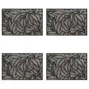 4x Maxwell & Williams Table Accents Cut-Out Placemat Dining Mat 45x30cm Leaf BLK
