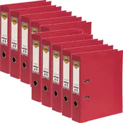 Marbig Linen Lever Arch File Folder PE A4 75mm Deep Red Box 10