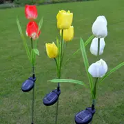 2V Solar Power Mult Tulip Flower Garden Stake Landscape Lamp Outdoor Yard LED Light for Home YELLOW