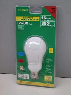 (10) Eco-Saver 16-Watt Compact Fluorescent Lamp Light Bulb Cool White 16W=65-80W