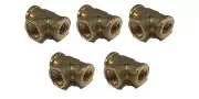 5 PACK BRASS FORGED REDUCING TEE FITTING 3/8 X 1/4 X 3/8 FEMALE NPT FNPT WOG