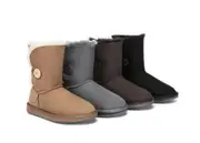 AUSTRALIAN SHEPHERD® UGG Boots Double Face Sheepskin Wool Short Button - Chestnut / AU Ladies 6 / AU Men 4 / EU 37