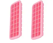 Ice Cube Trays, Ice Cube Molds with Lid,Ice Trays Stackable - Pink