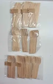 Wood Disposable Christmas Engraved Utinsels 48 Knives 36 Spoons & 36 Forks