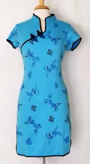 Modified Asian Chinese Fashion Cheongsam Qipao Short Sleeve Cotton Sport Dress