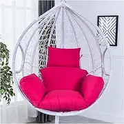 Hanging Chair Cushion with Replacement Headrest, Washable Thick Seat Cushion Pouch for Backyard Hammock Swing Chair Removable Basket Chair Cushion with Black Metal Frame