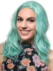 Mint Green Loose Waves Mid-Length Lace Front Fashion Wig