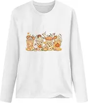 [Generic] Womens Shirts Summer Plunging Long Sleeve Sleeve Round Neck Coffee Printed Halloween Mug Headless Sweatshirt Top V Neck T Shorts Women