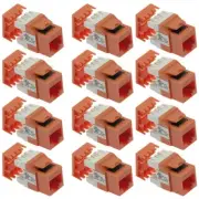 12 Pcs Cat5e RJ45 Network LAN Ethernet Keystone Jack 180° 110 Punch Down Orange
