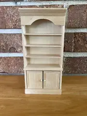 1/12 Dollhouse Miniature Raw Unpainted Bookshelf Bookcase With Bottom Cabinets
