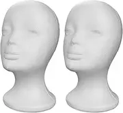 Generic Wig Mannequin Head - 2 Pack Female Head Models, Display Stand for Wigs, Hats, Masks, Hairpieces, Sunglasses, Arts, Crafts, DIY Projects, Salon Display - Foam