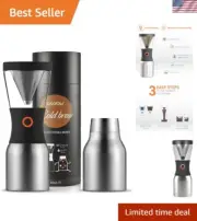 Coldbrew Portable Cold Brew Coffee Maker With a Vacuum Insulated 34oz Stainle...