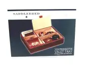 Leatherette Valet Tray Vanity Five Compartments Trinkets Brown Saddlebred New