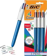 BIC 4 Colours Original Retractable Ball Pens Medium Point (1.0 mm) - Pack of 3