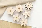 Wooden flower cabinet knob, kid room handles hardware, nursery flower wood door