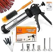 MogaMax Stainless Steel Jerky Gun | Meat Gun | Jerky Maker with 6 Stainless Steel Nozzles and 7 Cleaning Brushes | Beef Jerky Maker | 1 Pound |