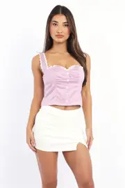 Pink Corset Top Sleeveless Sweetheart Shirred Satin - Size 16XL, Women's Crop Top