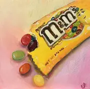 Peanut m&m’s Original Oil Painting by Emily-Rose Alcock