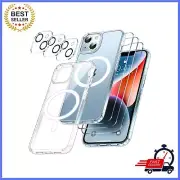 iPhone 14 Plus Case Clear 3 Tempered Glass Screen & 3 Camera Len Protector Cover