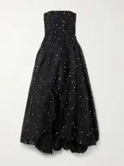 [Aje] Aje - Juniper Strapless Faux Pearl-embellished Gathered Tulle Gown - Black - UK 16 UK 16 Black