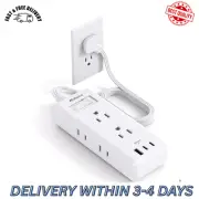 Flat Plug Extension Cord, 5 Ft Ultra Thin Flat Power Strip - 6 Outlets 3 USB Por