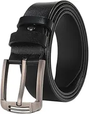 [VERDANVERSE] 1Pc Adjustable Leather Belt for Men Casual Square Pin Buckle Design Black for Everyday Wear and Business Occasions