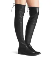 Stuart Weitzman Black Lowland Over-the-knee Leather Boots NIB size 5