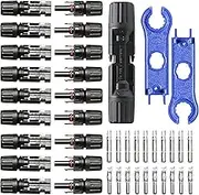 10 Pairs Solar Plugs with Key, Male/Female Solar Panel Plug IP67 Waterproof, Pv Connector Compatible with 6 mm2-4 mm2 Solar Cable, Plug Solar System, Black