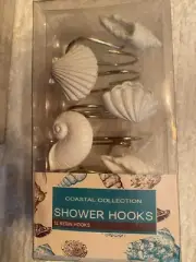 Coastal Collection Sea Shell Shower Hooks New White