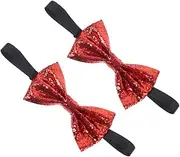 [BESPORTBLE] 2pcs Glitter Bow Ties Men Pre Tied Bow Ties with Adjustable Length Men Glitter Bow Tie Sparkly Bow Tie for Wedding and Parties Novelty Banquet Red