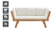 Shangri-La Sienna Cushion Acacia Sofa Bed (Teak Cream)